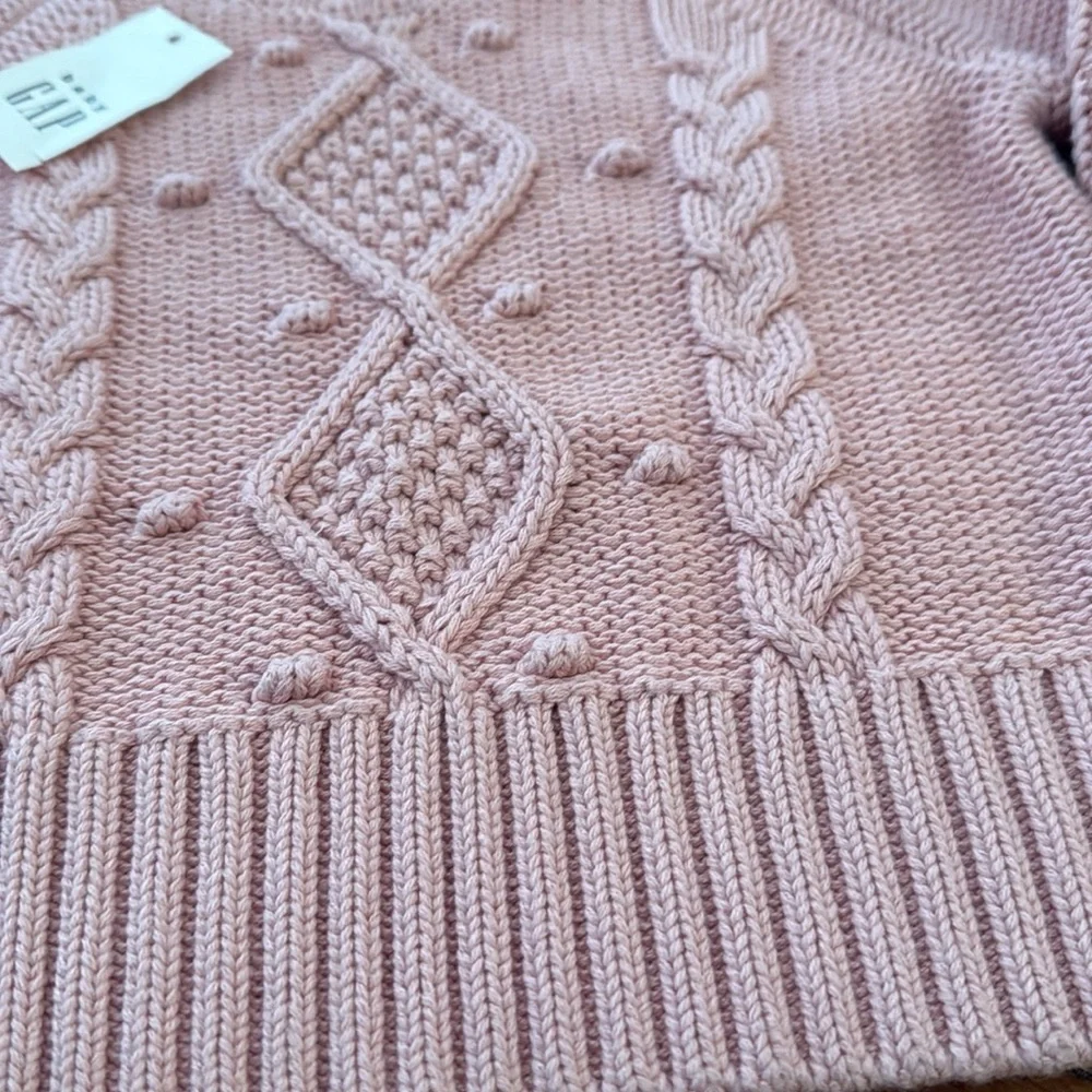 NWT GAP baby mauve Pink Cable Knit Sweater cotton 2T
